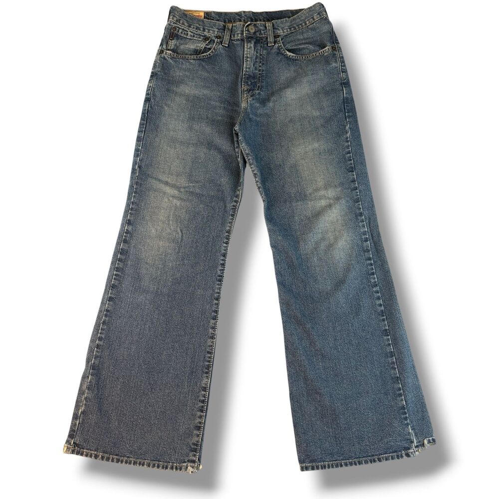 Abercrombie & Fitch Boot Cut Y2K Washed Denim Jeans Low Rise Frayed Hem Size 25"